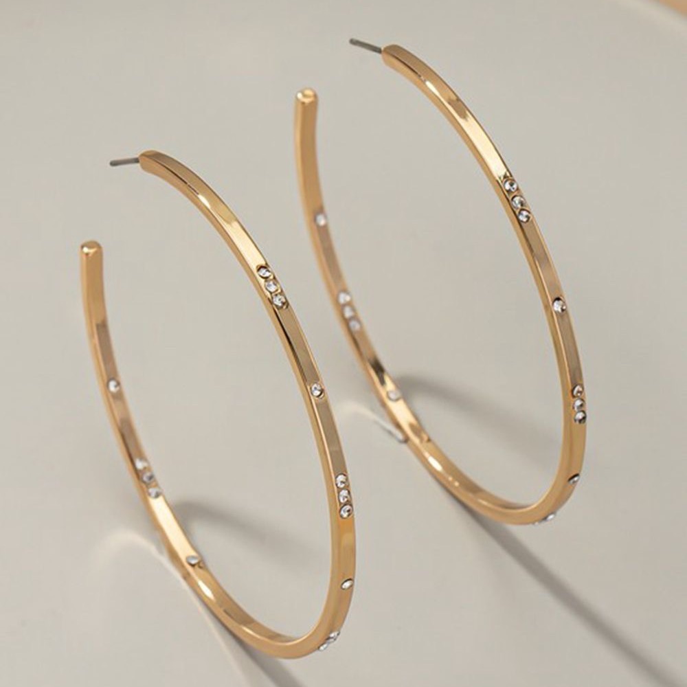 All That Glitters Decorative Glass Rhinestone Hoop Earrings